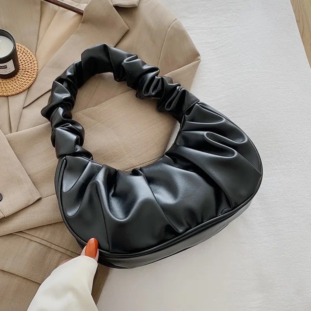 Mini Ruched Leather Shoulder Bag - Picture 1 of 2